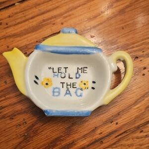 Yellow and Blue Teapot Shaped Trinket Dish